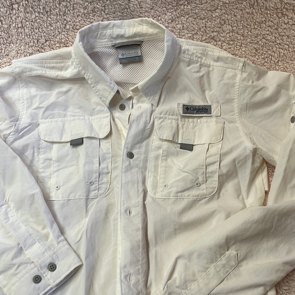 Boys Columbia PFG long-sleeve shirt- white